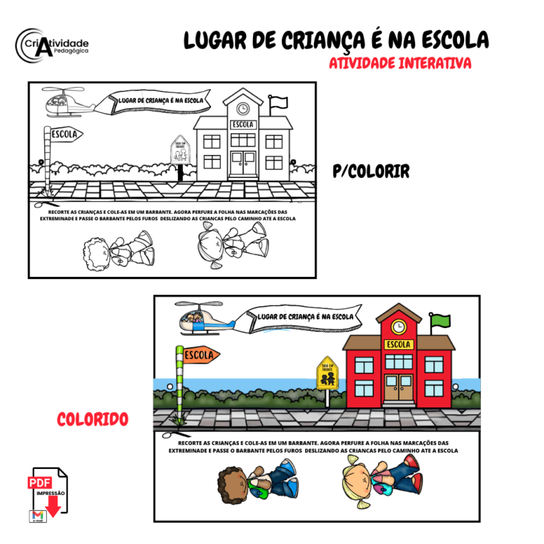 Lugar de criança é na escola atividade interativa - Criatividade Pedagógica