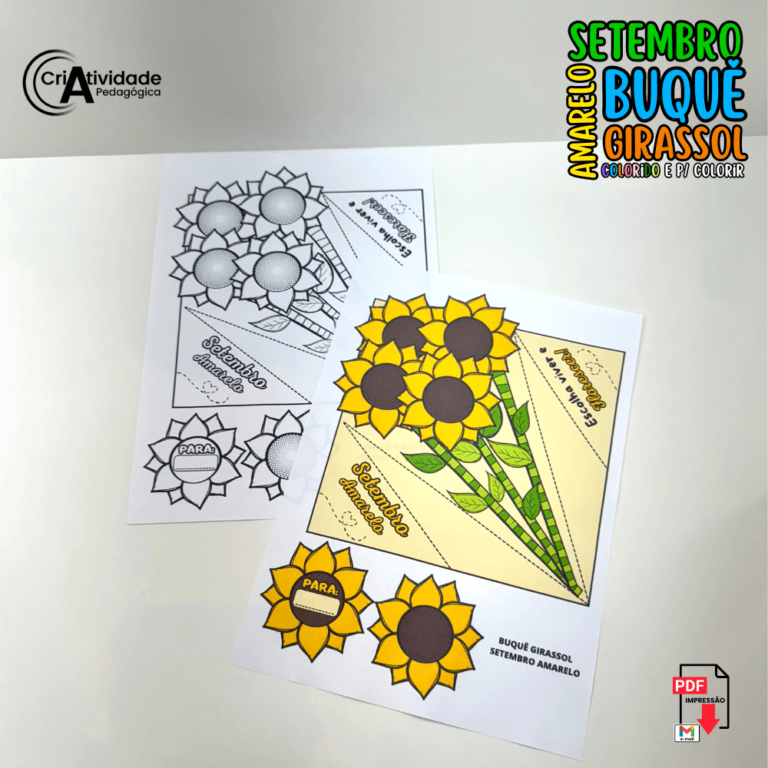 Girassol Dobradura Setembro Amarelo Colorido e Para Colorir ...