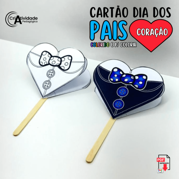 Cartão Dia Dos Pais Coração Colorido e Para Colorir – Criatividade ...