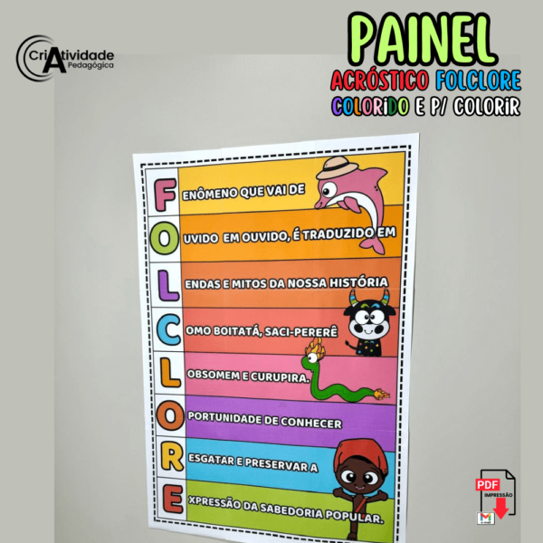 Painel Acróstico Folclore Colorido e Para Colorir – Criatividade Pedagógica